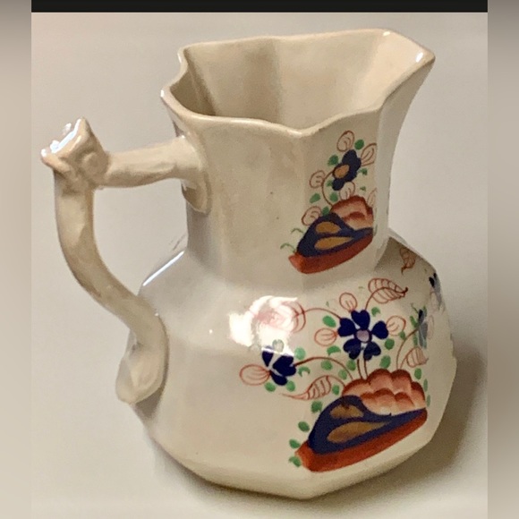 Tree Trunk Handle Gaudy Welsh Forget Me Not Pattern Mason Style Jug Pitcher - Picture 5 of 11